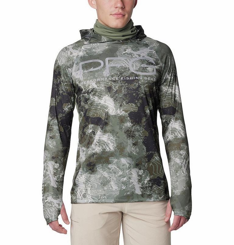 Men's Super Terminal Tackle Vent Sun Protective Hoodie, Color: Cypress Deepwaters Camo, image 1