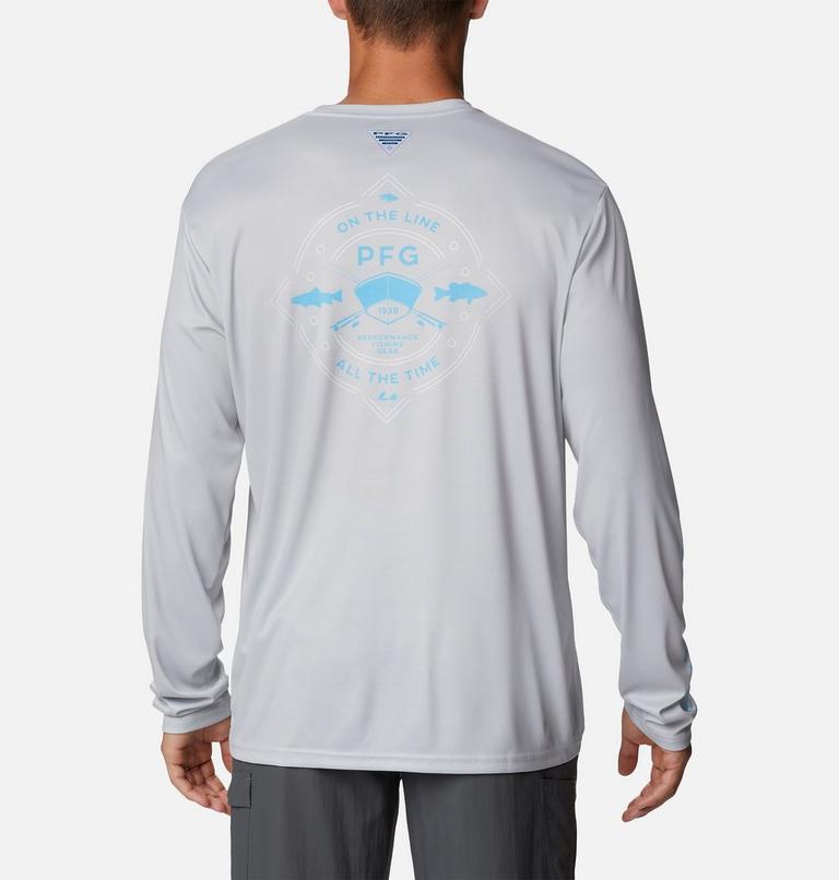 Men&rsquo;s PFG Terminal Tackle Long Sleeve Shirt, Color: Cool Grey, Riptide Freshwater, image 2