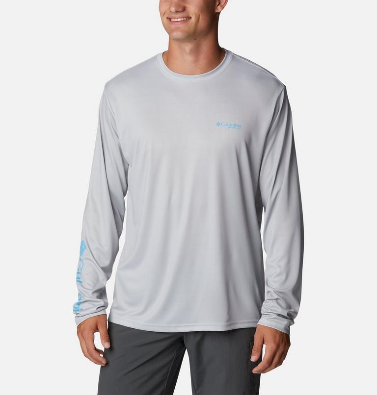 Men&rsquo;s PFG Terminal Tackle Long Sleeve Shirt, Color: Cool Grey, Riptide Freshwater, image 1