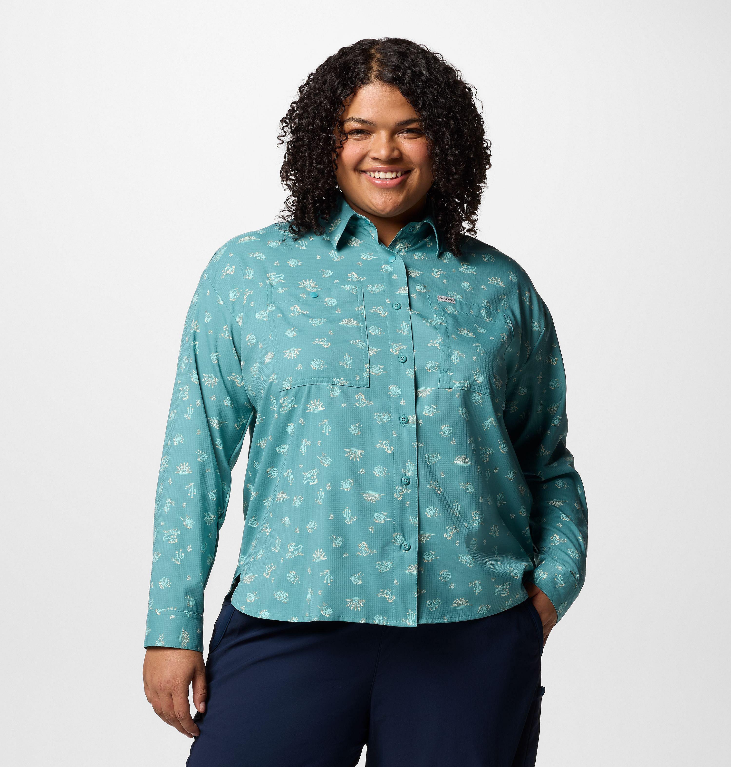 Columbia Women's Silver Ridge Utility Patterned Long Sleeve Shirt - Plus Size-