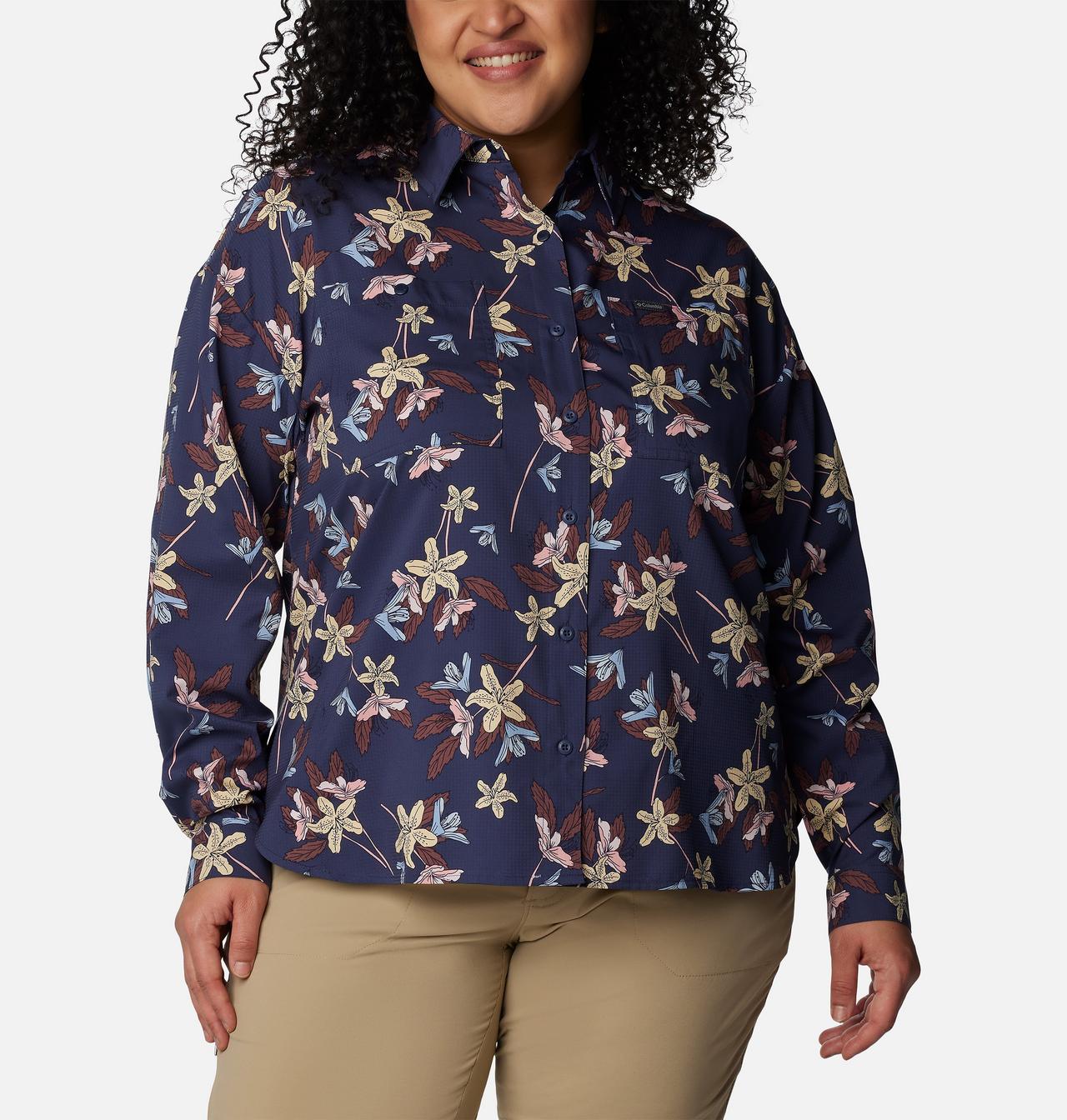 Women's Silver Ridge™ Utility Patterned Long Sleeve Shirt - Plus Size 1