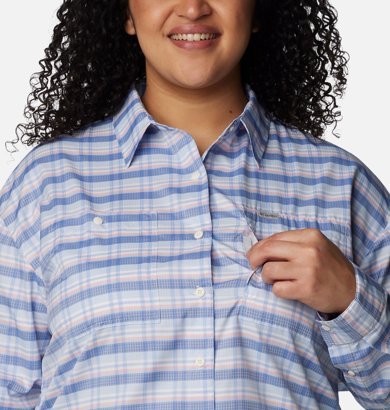 Women's Silver Ridge™ Utility Patterned Long Sleeve Shirt - Plus Size | 593 | 3X 4