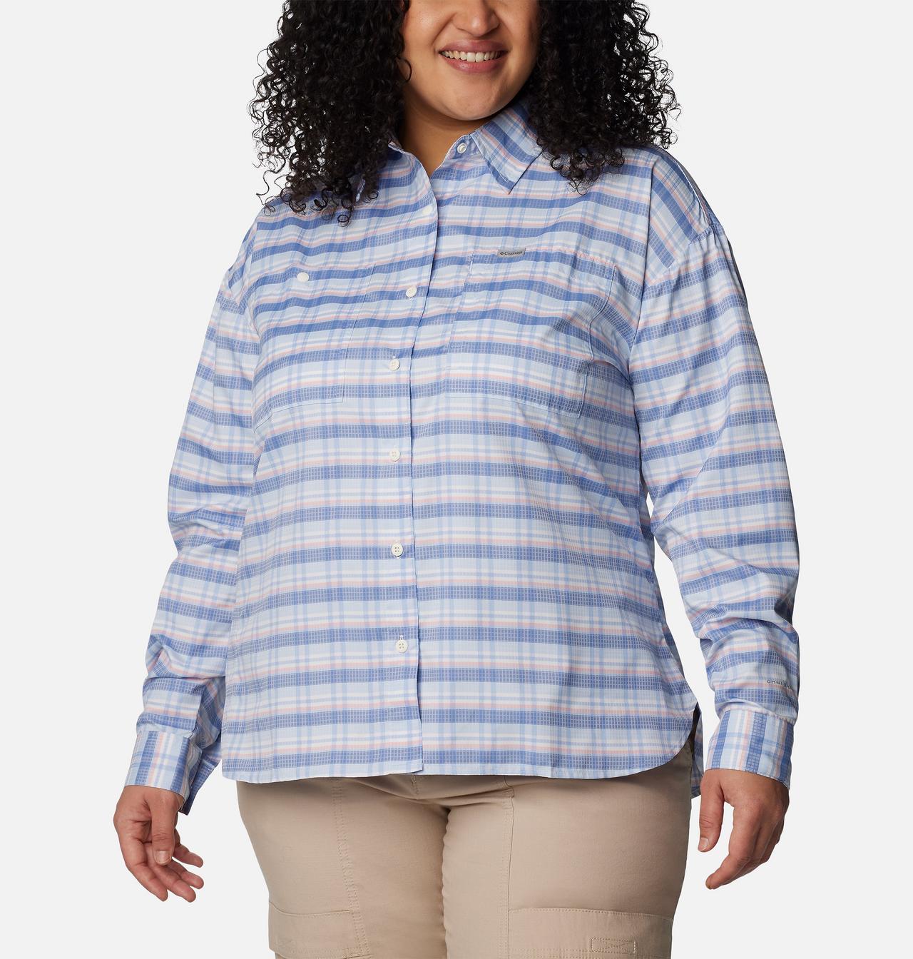 Women's Silver Ridge™ Utility Patterned Long Sleeve Shirt - Plus Size | 593 | 3X 1