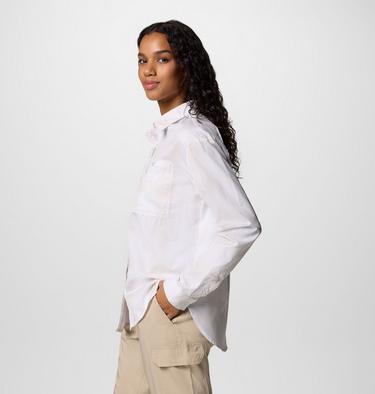 Women's Silver Ridge Utility Patterned Shirt, Color: White Large Blur Check, image 3