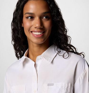 Women's Silver Ridge Utility Patterned Shirt, Color: White Large Blur Check, image 4