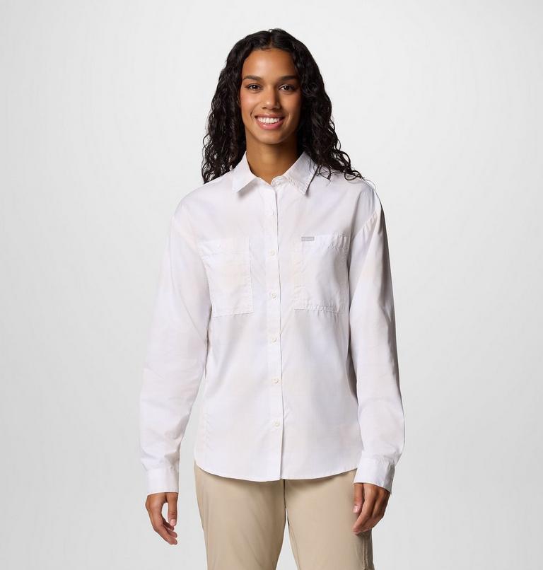 Camisa con estampado Silver Ridge Utility para mujer, Color: White Large Blur Check, image 1