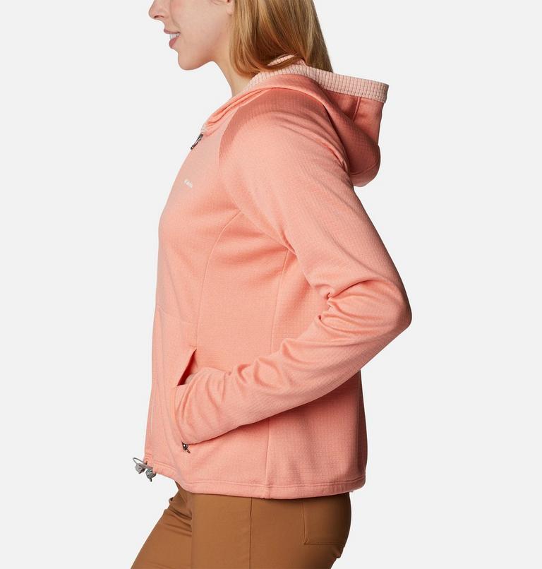 Forro polar con diseño de cuadrícula Boundless Trek para mujer, Color: Summer Peach Heather, Peach Blossom, image 3