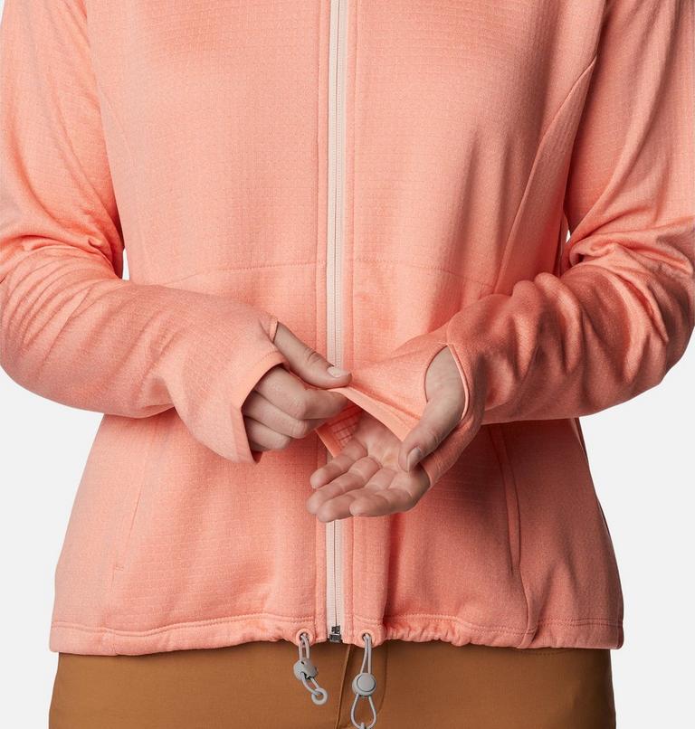Forro polar con diseño de cuadrícula Boundless Trek para mujer, Color: Summer Peach Heather, Peach Blossom, image 7