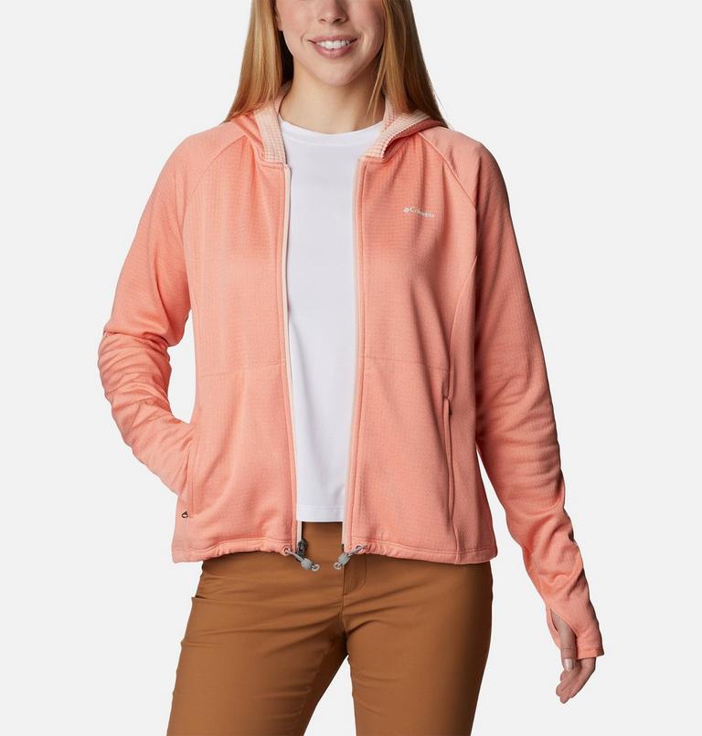 Forro polar con diseño de cuadrícula Boundless Trek para mujer, Color: Summer Peach Heather, Peach Blossom, image 8