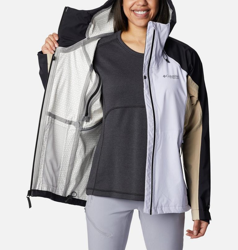 Women's Mazama Trail Rain Shell, Color: Purple Tint, Black, Ancient Fossil, image 5