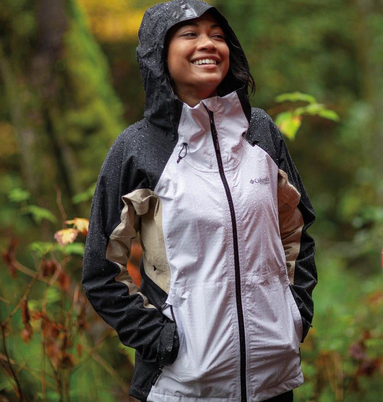 Women's Mazama Trail Rain Shell, Color: Purple Tint, Black, Ancient Fossil, image 12