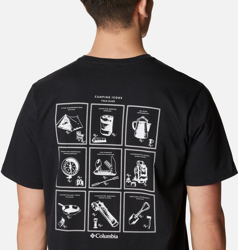 Men's Explorers Canyon Back Graphic T-Shirt, Color: Black, Campsite Icons Graphic, image 5