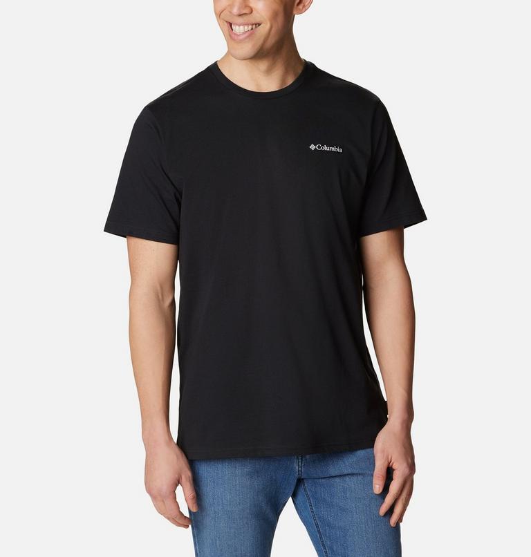 Men's Explorers Canyon Back Graphic T-Shirt, Color: Black, Campsite Icons Graphic, image 1