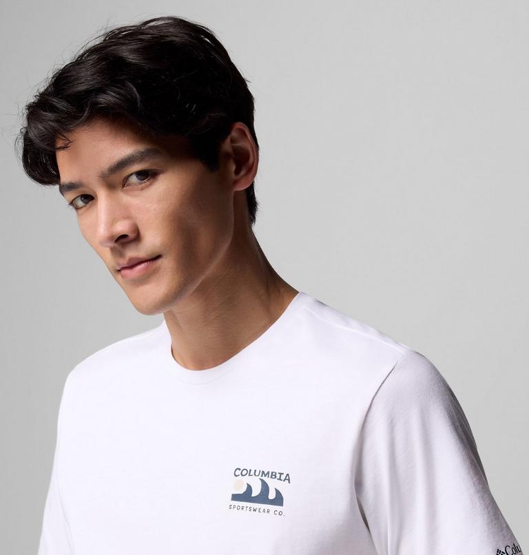 Camiseta con estampado en la espalda Explorers Canyon para hombre, Color: White, Peaks and Waves, image 5