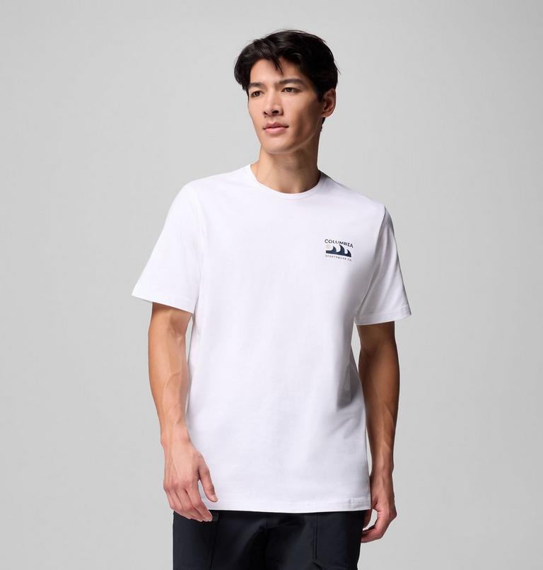 Camiseta con estampado en la espalda Explorers Canyon para hombre, Color: White, Peaks and Waves, image 3