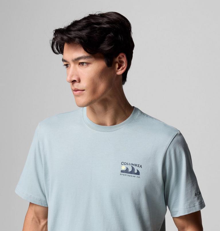 Men's Explorers Canyon Back Graphic T-Shirt, Color: Crushed Blue, Peaks and Waves, image 5