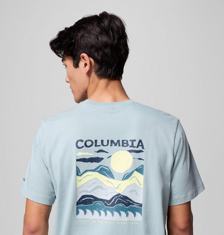 Men's Explorers Canyon Back Graphic T-Shirt, Color: Crushed Blue, Peaks and Waves, image 6