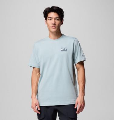 Men's Explorers Canyon Back Graphic T-Shirt, Color: Crushed Blue, Peaks and Waves, image 3
