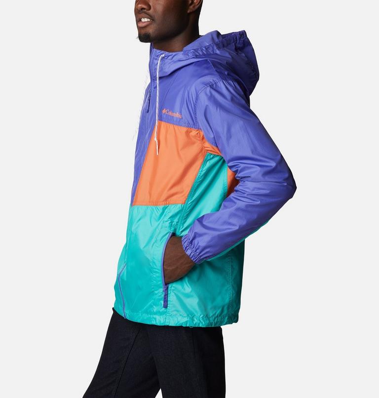 Trail Traveler Windbreaker | 454 | XS, Color: Bright Aqua, Desert Orange, Purple Lotus, image 3
