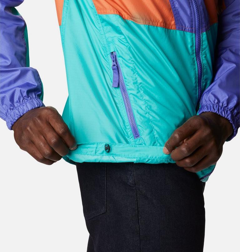 Trail Traveler Windbreaker | 454 | XS, Color: Bright Aqua, Desert Orange, Purple Lotus, image 6