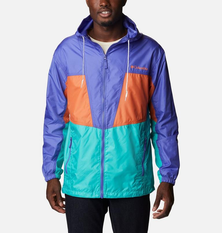 Trail Traveler Windbreaker | 454 | XS, Color: Bright Aqua, Desert Orange, Purple Lotus, image 1