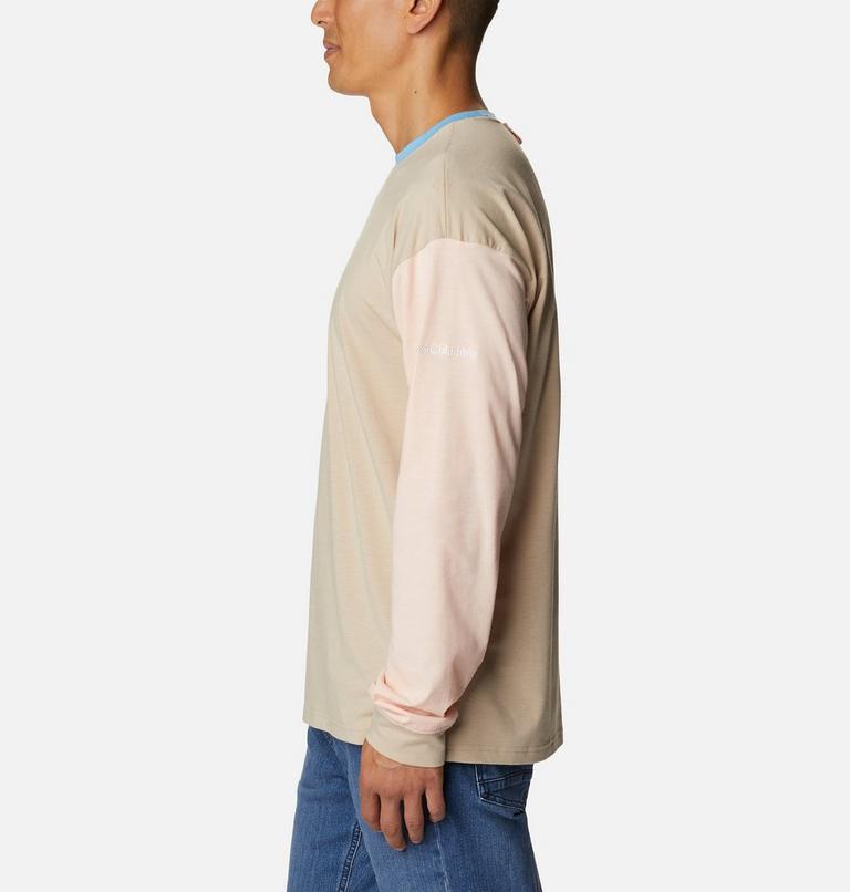 Men's Deschutes Valley Long Sleeve T-Shirt, Color: Ancient Fossil, Vista Blue, Peach Blssm, image 3