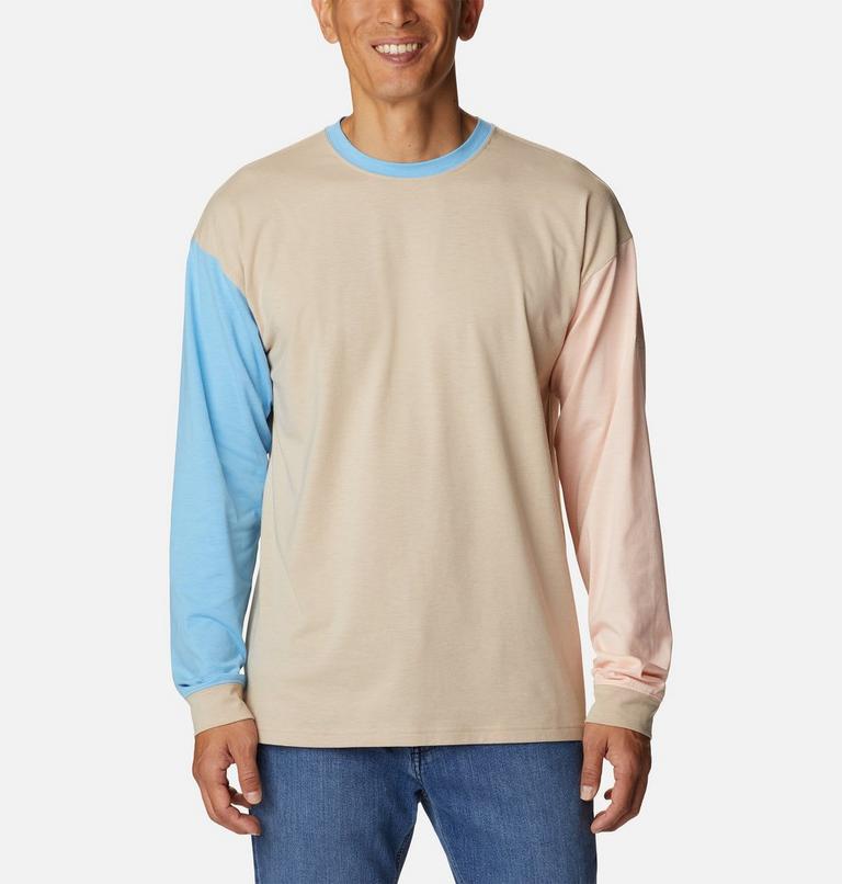 Men's Deschutes Valley Long Sleeve T-Shirt, Color: Ancient Fossil, Vista Blue, Peach Blssm, image 1