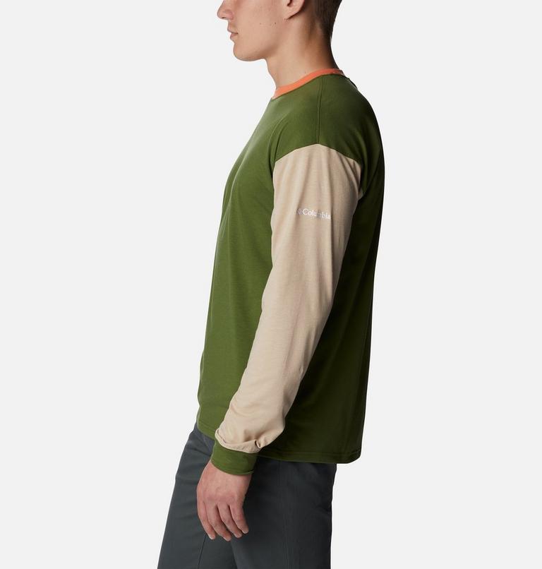 Men's Deschutes Valley Long Sleeve T-Shirt, Color: Pesto, Desert Orange, Ancient Fossil, image 3