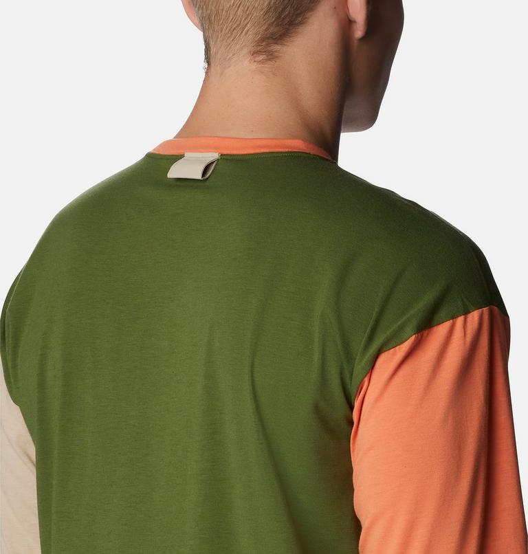 Men's Deschutes Valley Long Sleeve T-Shirt, Color: Pesto, Desert Orange, Ancient Fossil, image 5