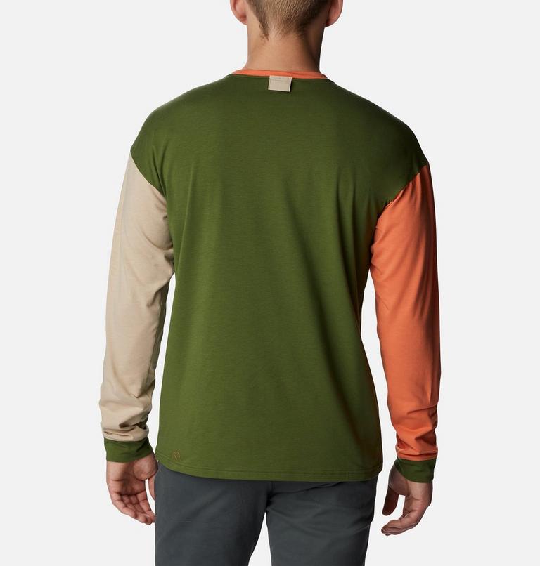 Men's Deschutes Valley Long Sleeve T-Shirt, Color: Pesto, Desert Orange, Ancient Fossil, image 2