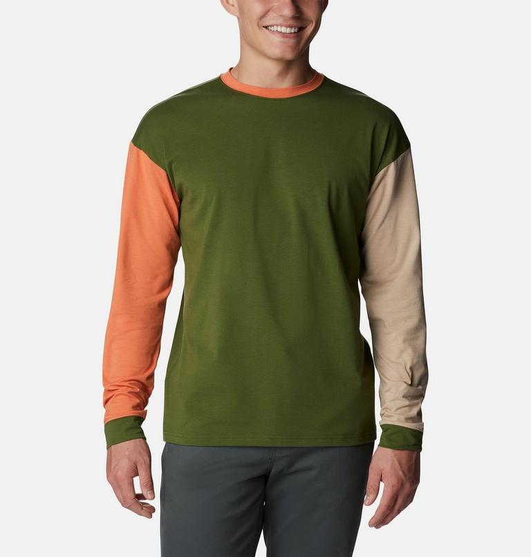 Men's Deschutes Valley Long Sleeve T-Shirt, Color: Pesto, Desert Orange, Ancient Fossil, image 1