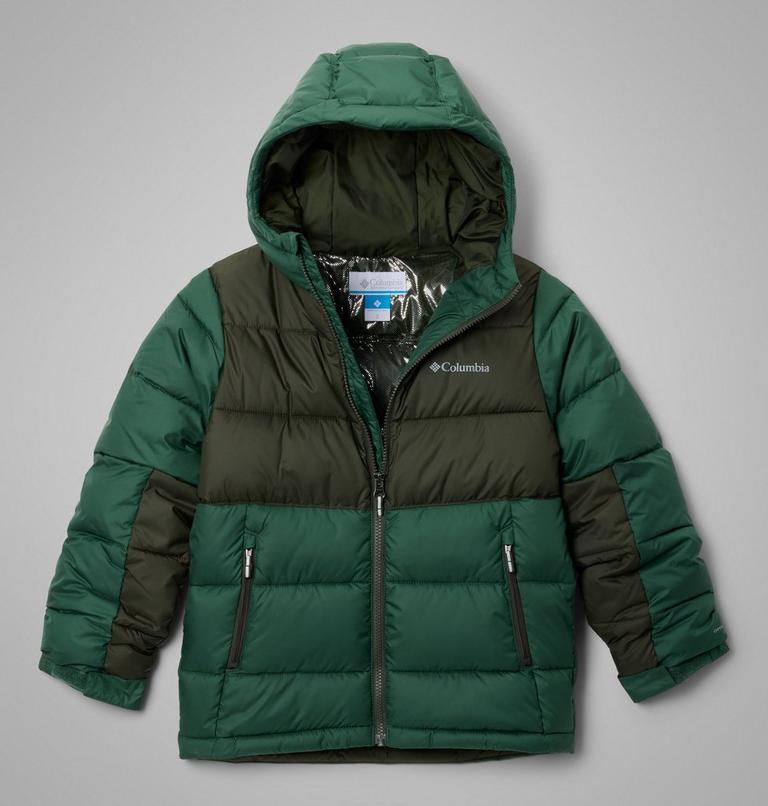 Youth Pike Lake II Hooded Puffer Jacket, Color: Rain Forest, Greenscape, image 1