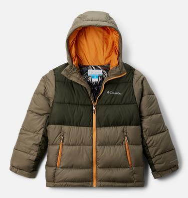 Youth Pike Lake II Hooded Puffer Jacket, Color: Stone Green, Greenscape, image 1