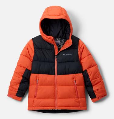 Youth Pike Lake II Hooded Puffer Jacket, Color: Zing, Black, image 9