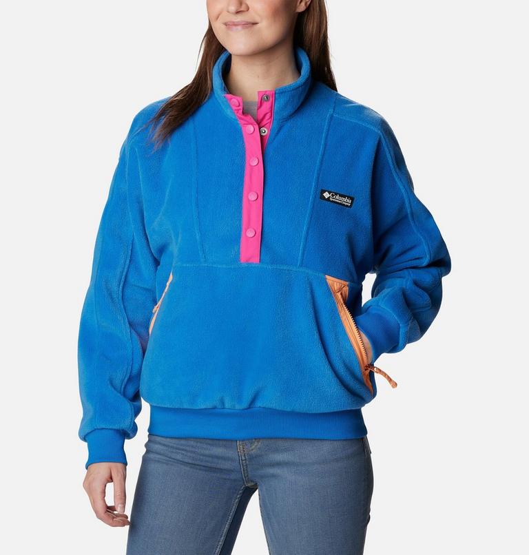 Women's Wintertrainer Half Snap Fleece Pullover, Color: Bright Indigo, image 1