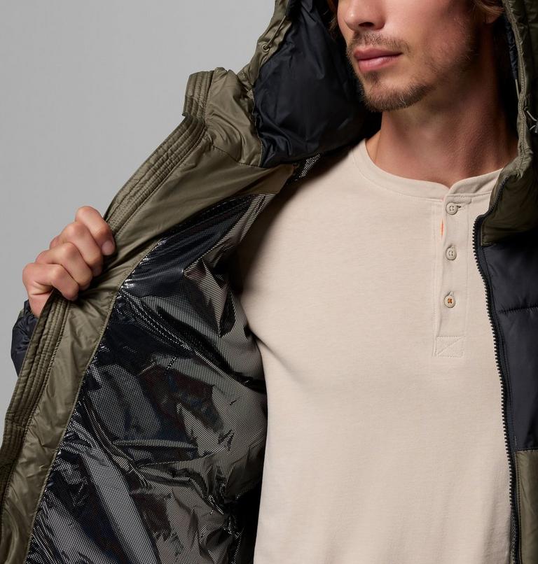 Men's Pike Lake II Hooded Puffer Jacket, Color: Stone Green, Shark, image 5