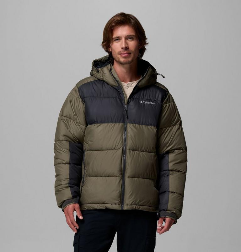 Men's Pike Lake II Hooded Puffer Jacket, Color: Stone Green, Shark, image 1