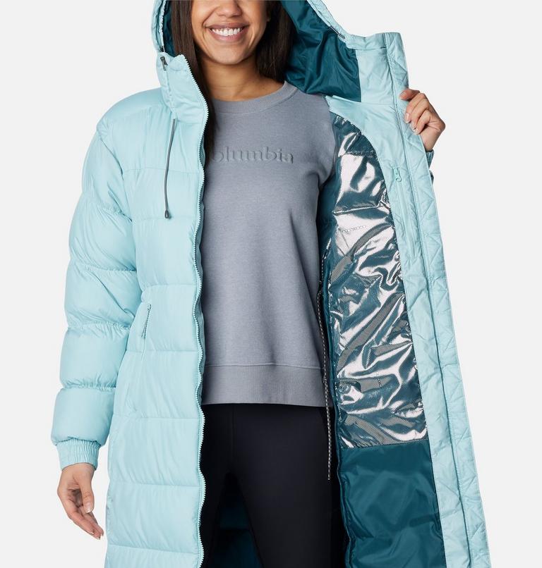 Women's Pike Lake II Long Puffer Jacket, Color: Aqua Haze, image 5
