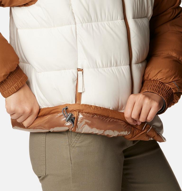 Women's Pike Lake II Insulated Hooded Puffer Jacket, Color: Camel Brown, Chalk, image 7
