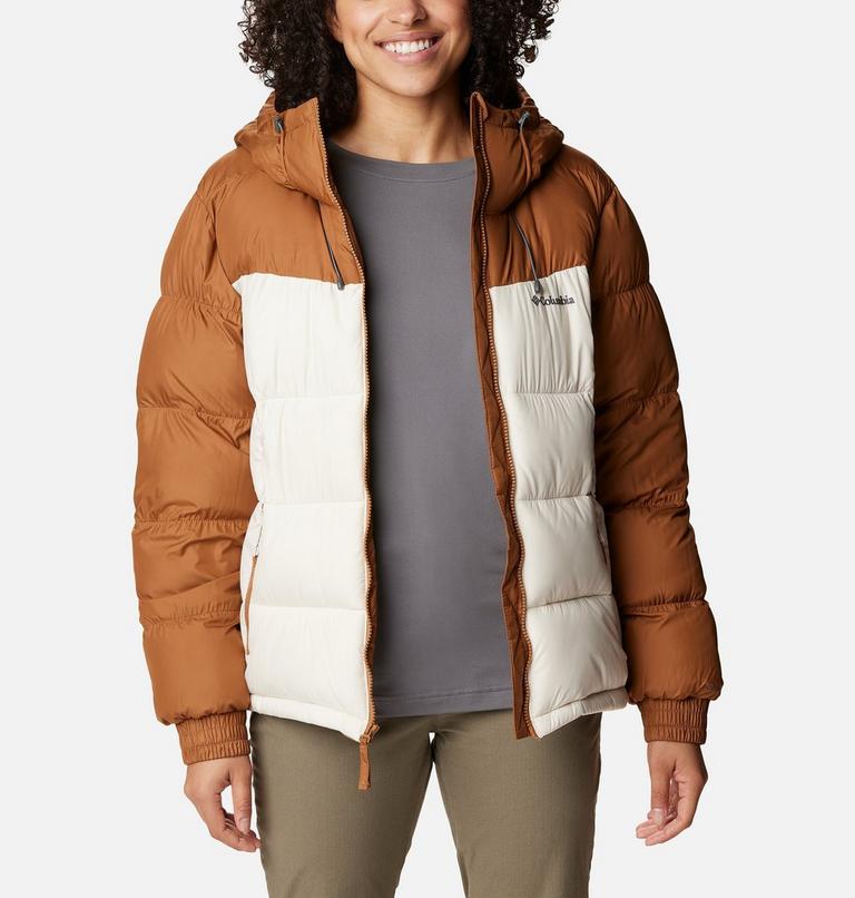 Women's Pike Lake II Insulated Hooded Puffer Jacket, Color: Camel Brown, Chalk, image 8