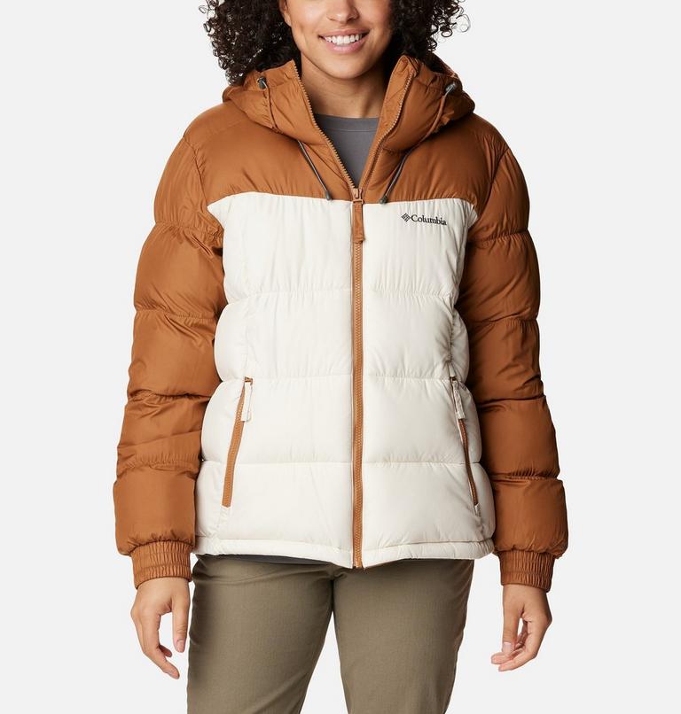 Women's Pike Lake II Insulated Hooded Puffer Jacket, Color: Camel Brown, Chalk, image 1
