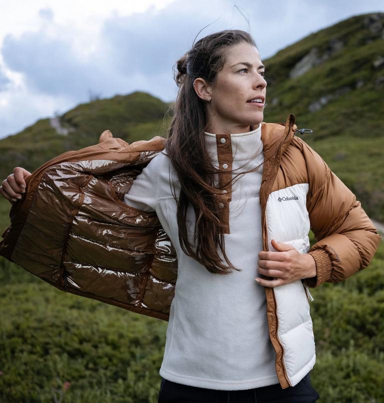 Women's Pike Lake II Insulated Hooded Puffer Jacket, Color: Camel Brown, Chalk, image 9