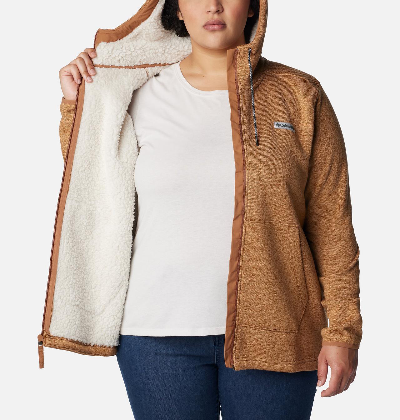 Women's Sweater Weather™ Sherpa Full Zip Hooded Jacket - Plus Size 5