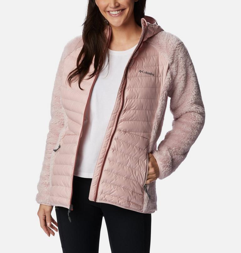 Women's Powder Lite Sherpa Hybrid Fleece Jacket, Color: Dusty Pink, image 6