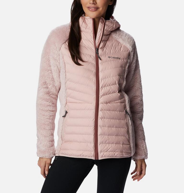 Women's Powder Lite Sherpa Hybrid Fleece Jacket, Color: Dusty Pink, image 1