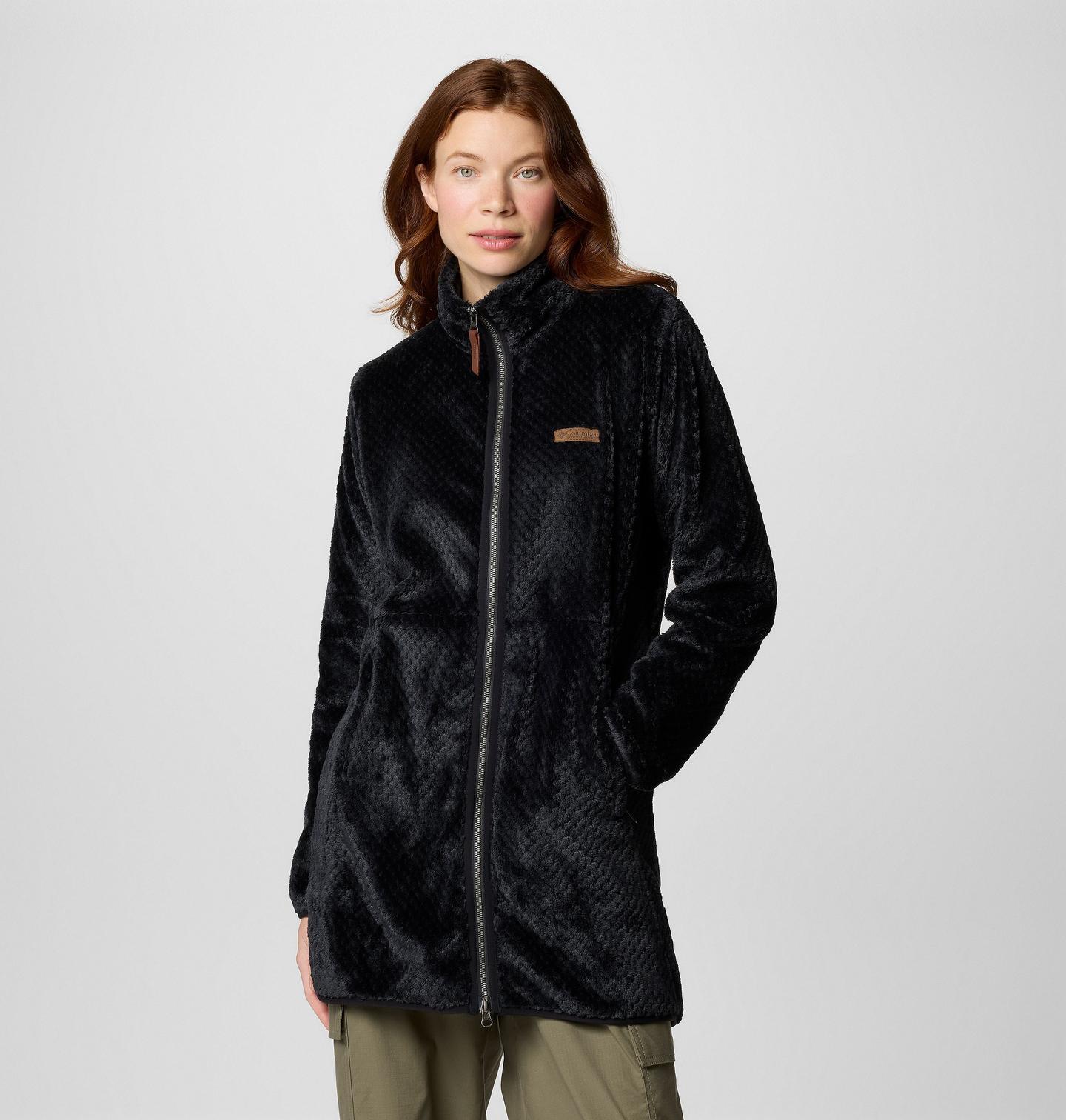 Женская куртка Columbia Fire Side Long Full Zip Fleece, цвет: Чёрный — фото 1