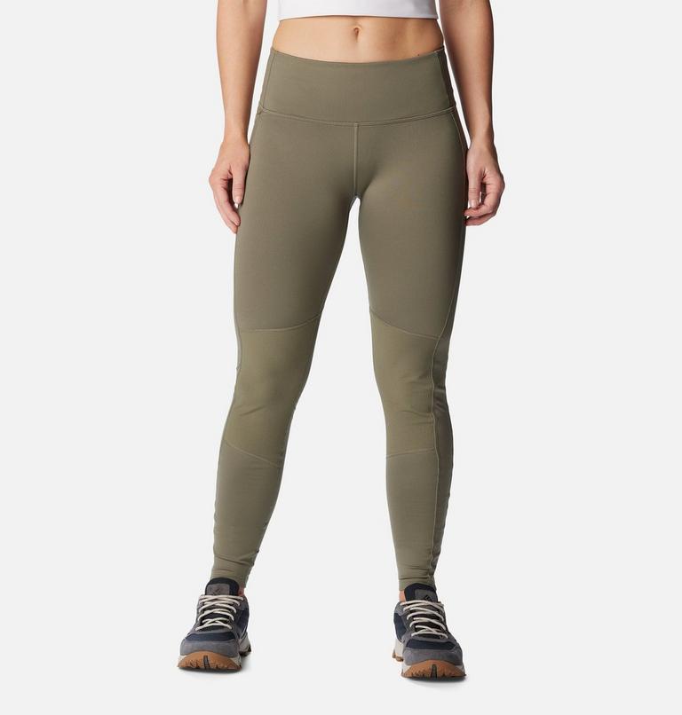 Women's Back Beauty Warm Hybrid Legging, Color: Stone Green, image 1