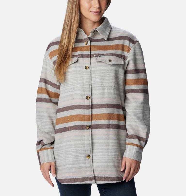 Women's Calico Basin Mid Shirt Jacket, Color: Columbia Grey Heathered Stripe, image 3