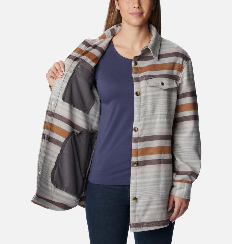 Women's Calico Basin Mid Shirt Jacket, Color: Columbia Grey Heathered Stripe, image 6
