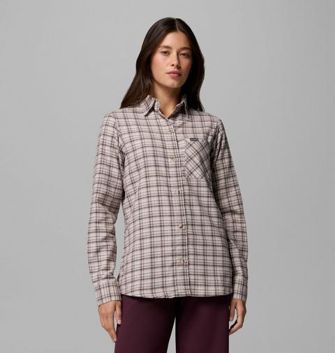 Женская рубашка Columbia Calico Basin Flannel Long Sleeve, цвет: Серо-бежевый / В клетку